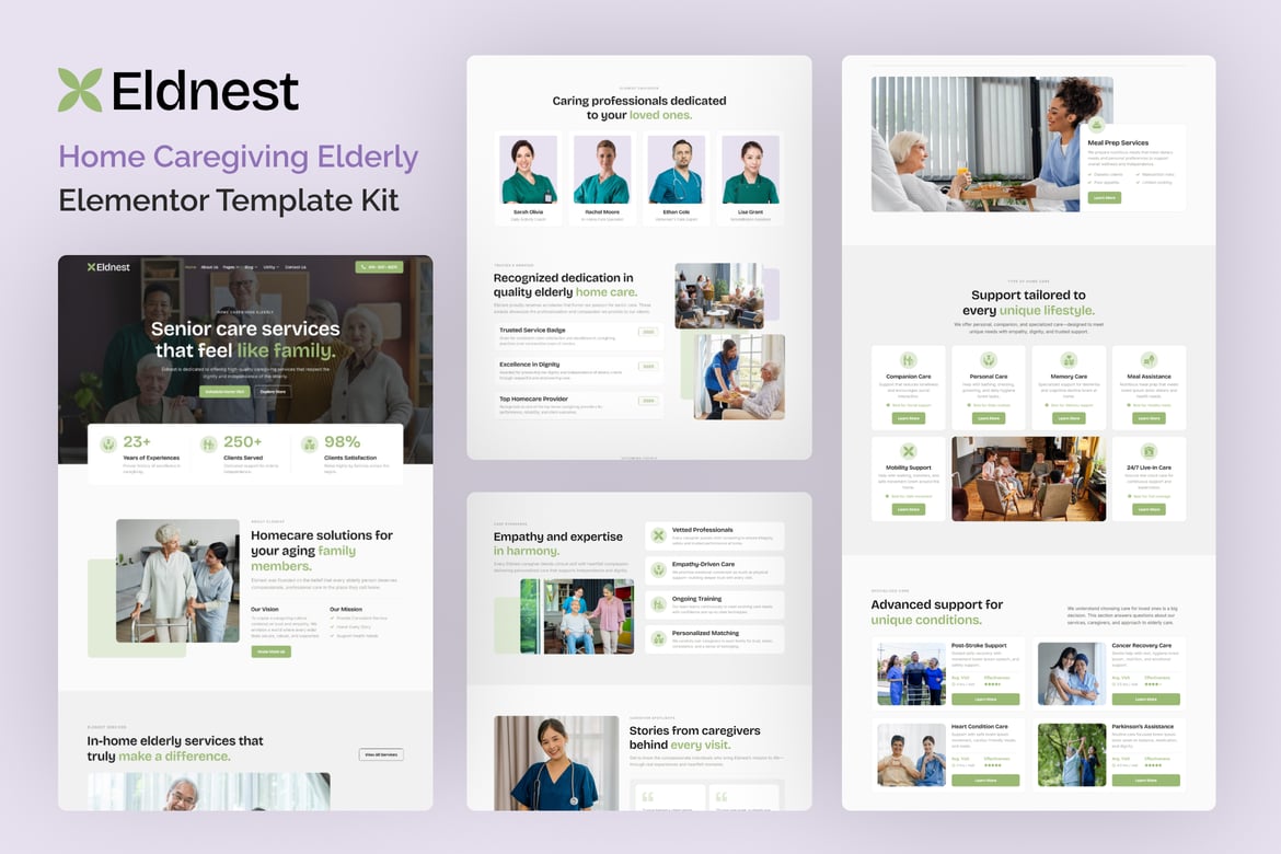 Download Eldnest - Home Caregiving Elderly Elementor Template Kit