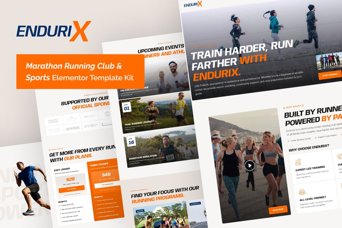 Download Endurix - Marathon Running Club & Sports Elementor Template Kit
