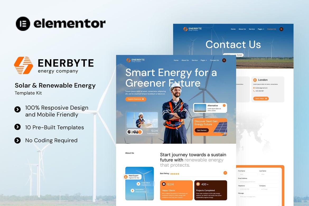 Download Enerbyte - Solar & Renewable Energy Elementor Template Kit