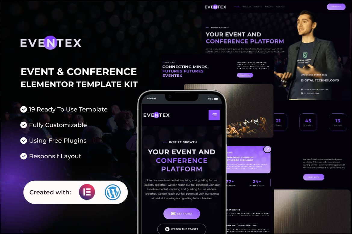 Download Eventex - Event & Conference Elementor Template Kit