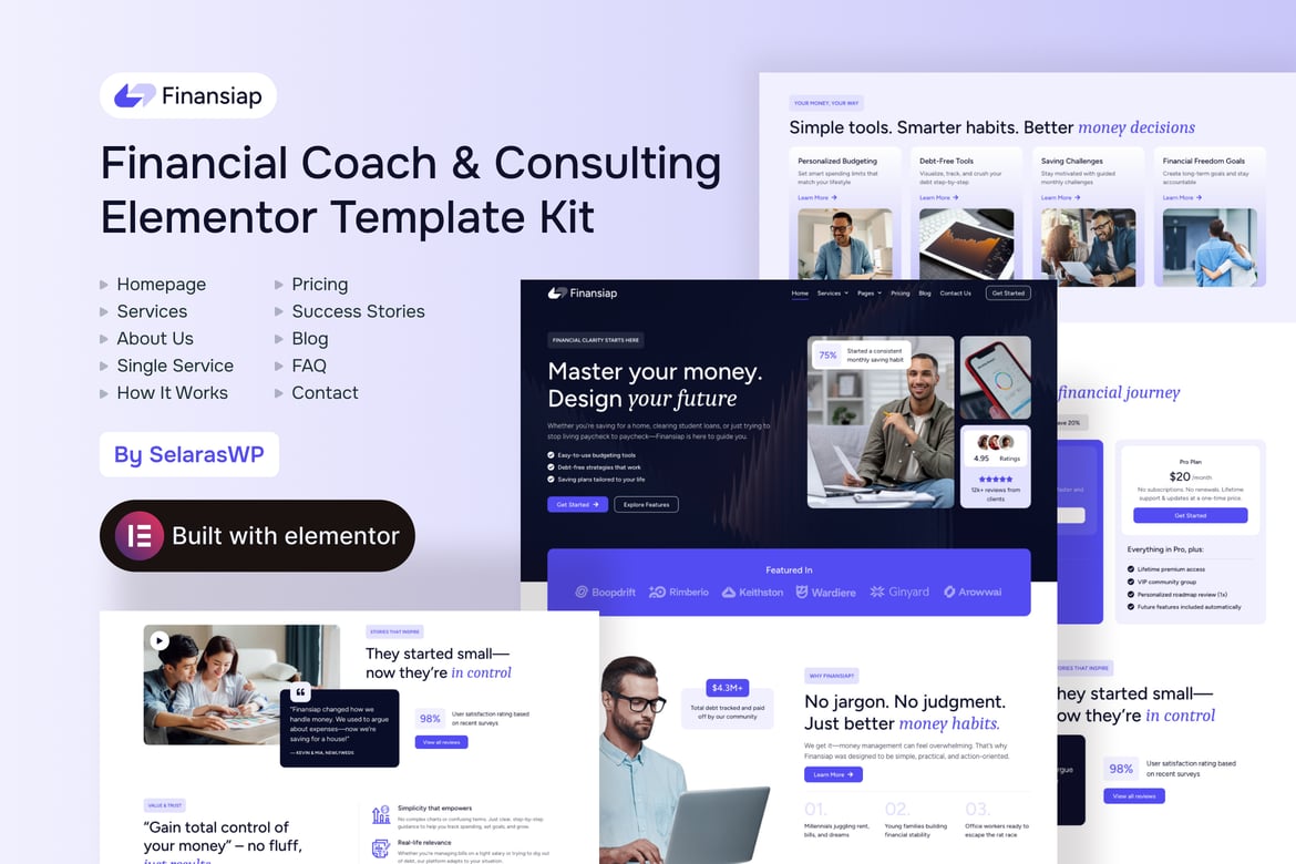 Download FinanSiap - Financial Coach & Consulting Elementor Pro Template Kit
