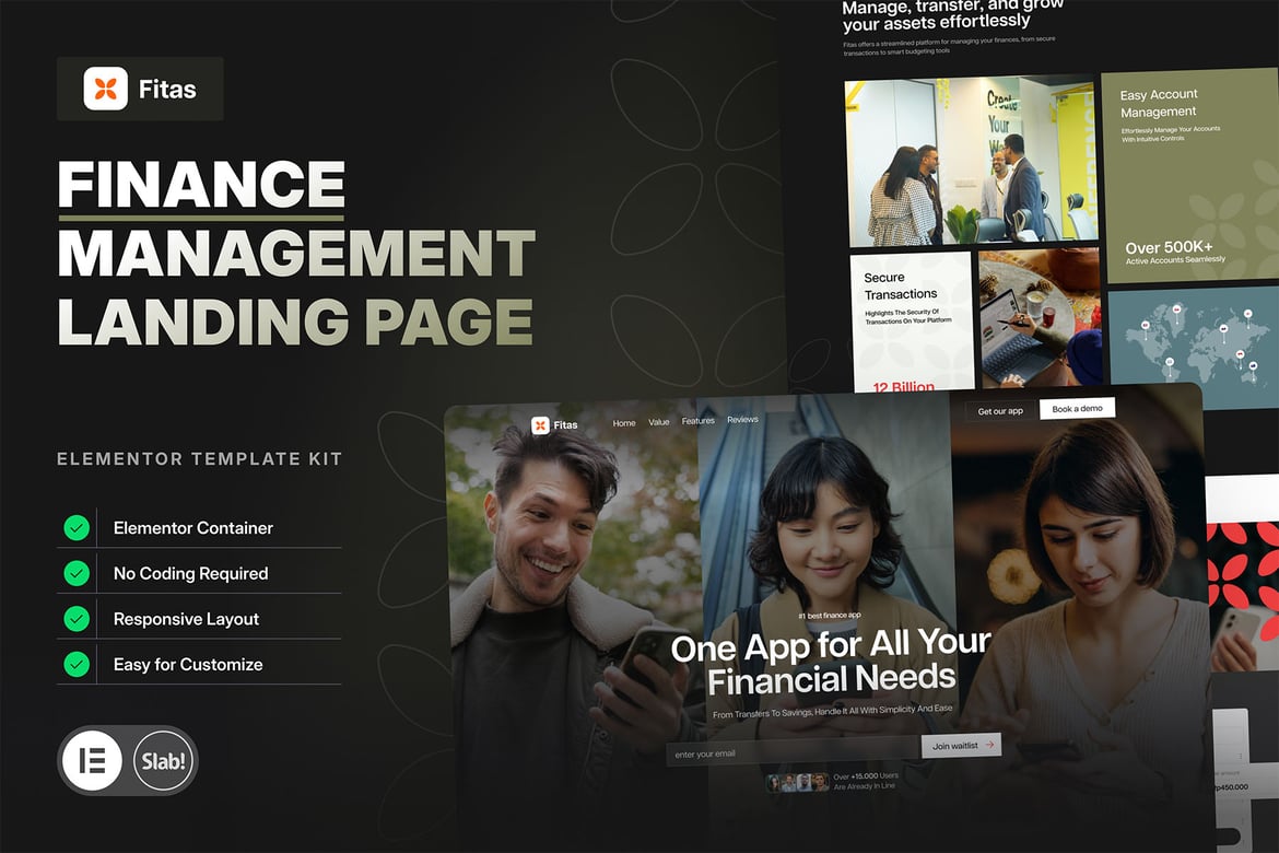 Download Fitas - Finance Management Elementor Pro Template Kit