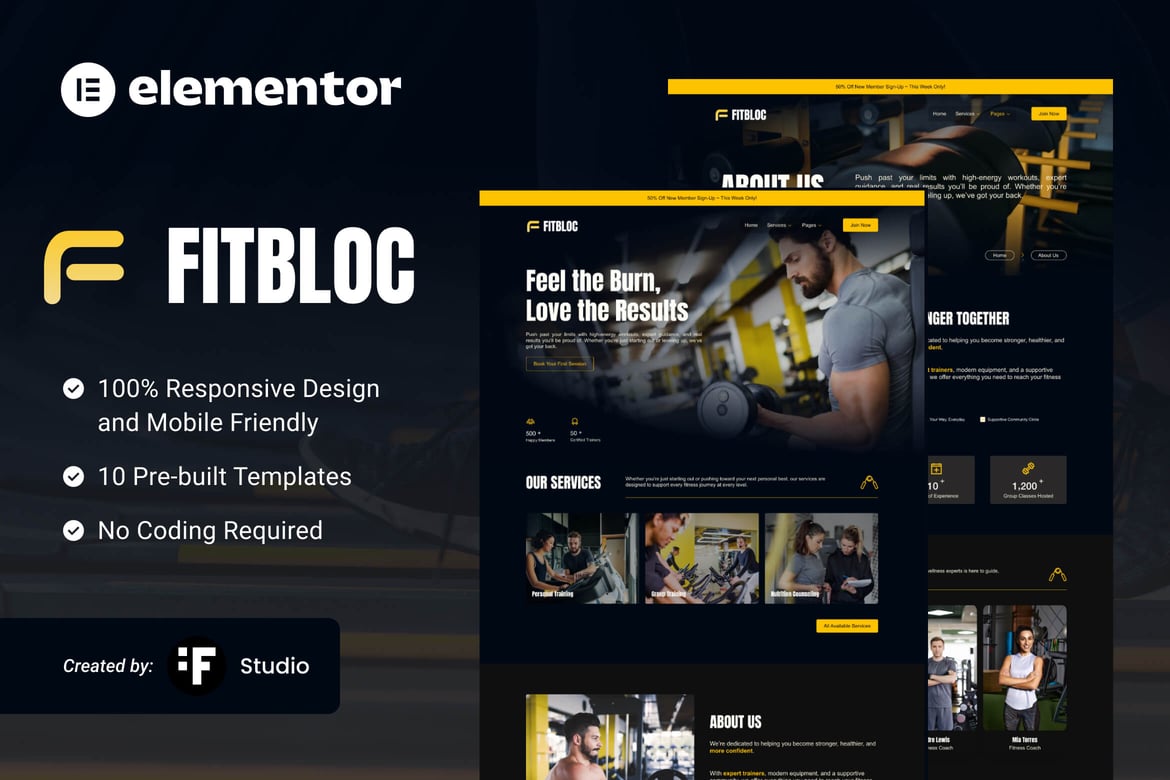 Download Fitbloc – Fitness & Wellness Elementor Template Kit