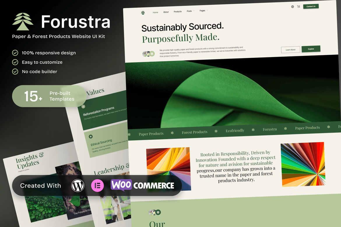 Download Forustra – Eco-Friendly Elementor Template Kit for Paper & Forest Product Companies