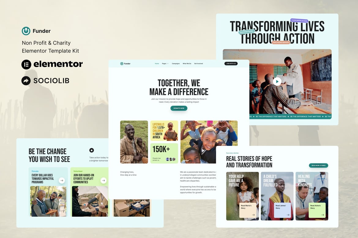 Download Funder - Non Profit & Charity Elementor Template Kit