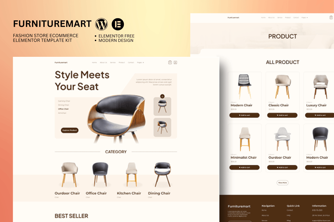 Download Furnituremart - Furniture Ecommerce Elementor Template Kit