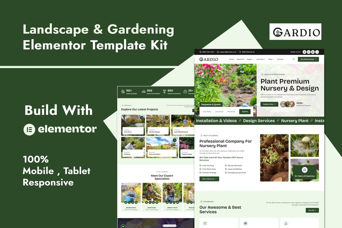 Download Gardio - Nursery & Gardening Elementor Template Kit