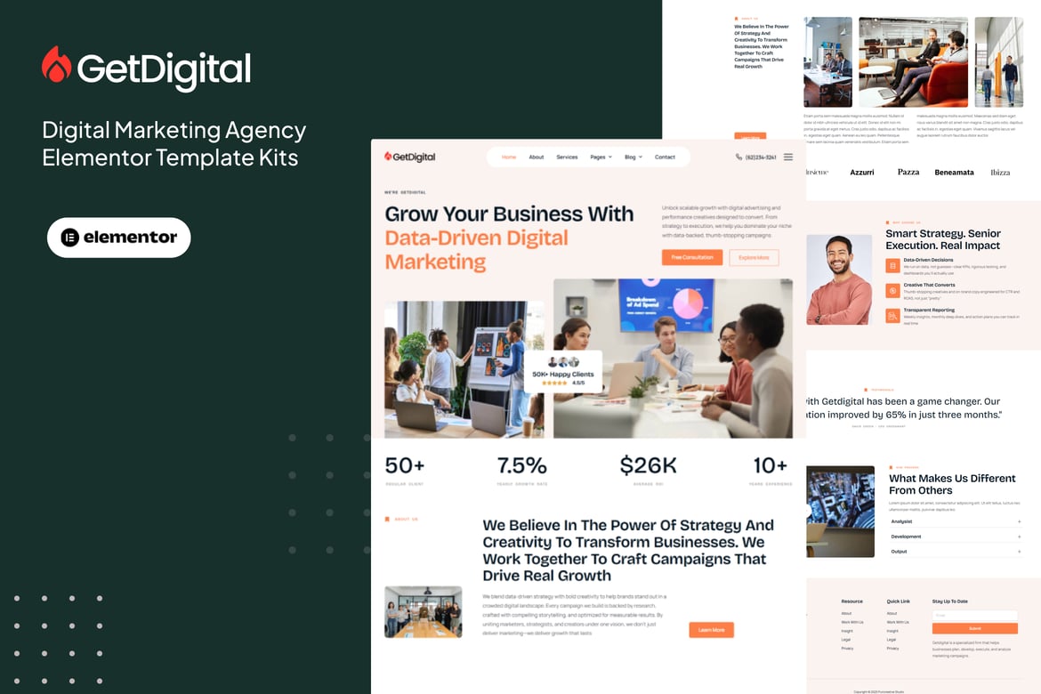 Download GetDigital - Digital Marketing Agency Elementor Pro Template Kit