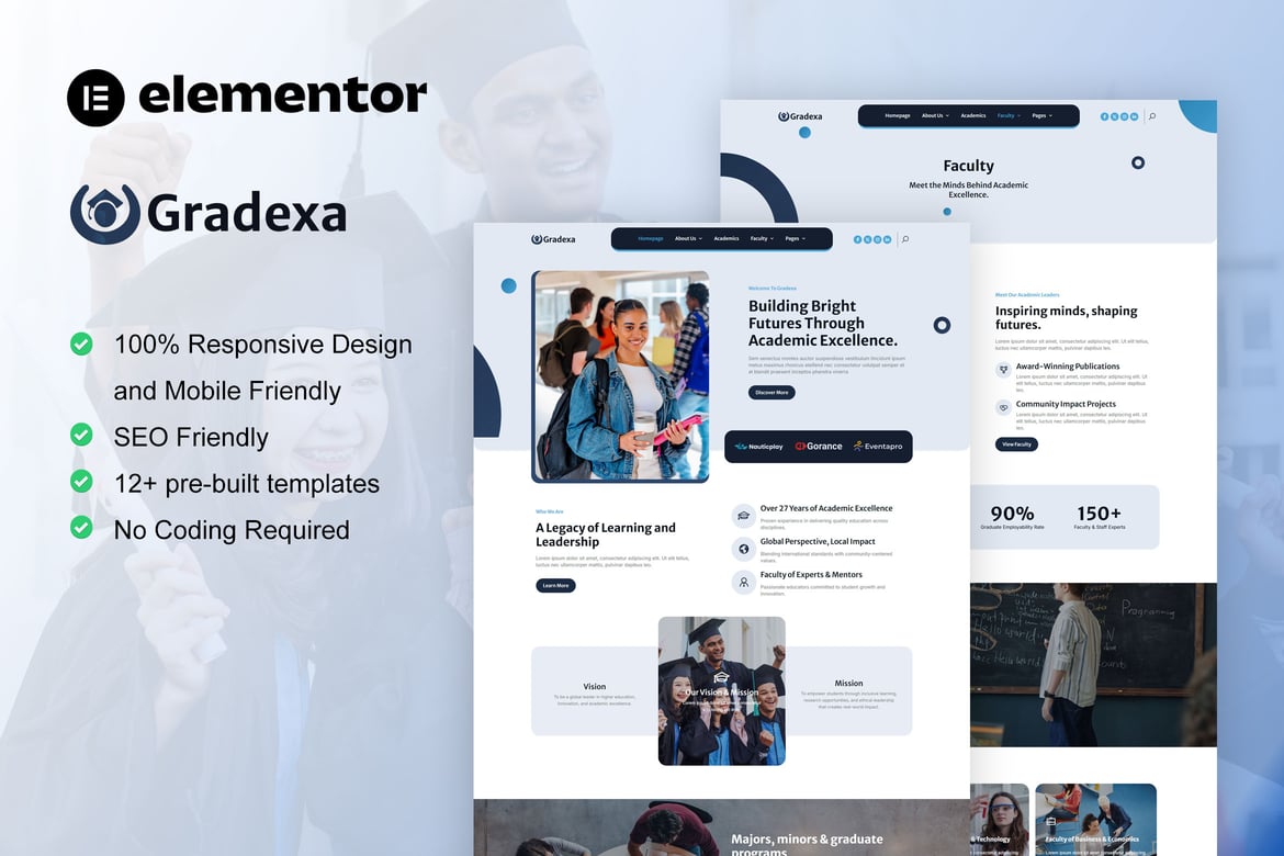 Download Gradexa - University & School Elementor Pro Template Kit