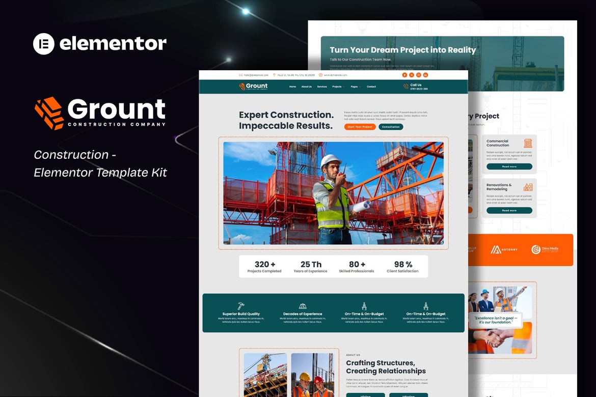 Download Grount - Construction Elementor Template Kit
