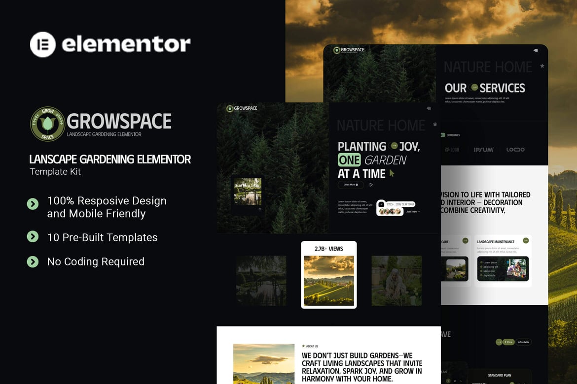 Download Growscape - Landscape Gardening Elementor Template Kit