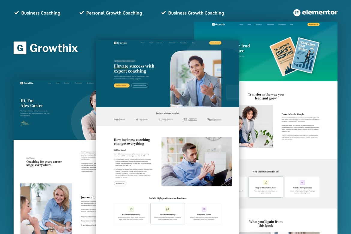 Download Growthix - Business Coach Elementor Pro Template Kit