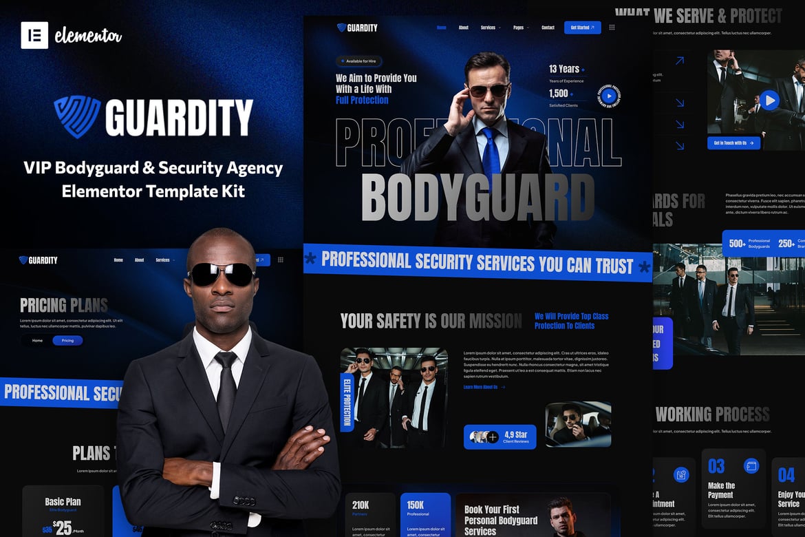 Download Guardity - VIP Bodyguard & Security Agency Elementor Template Kit
