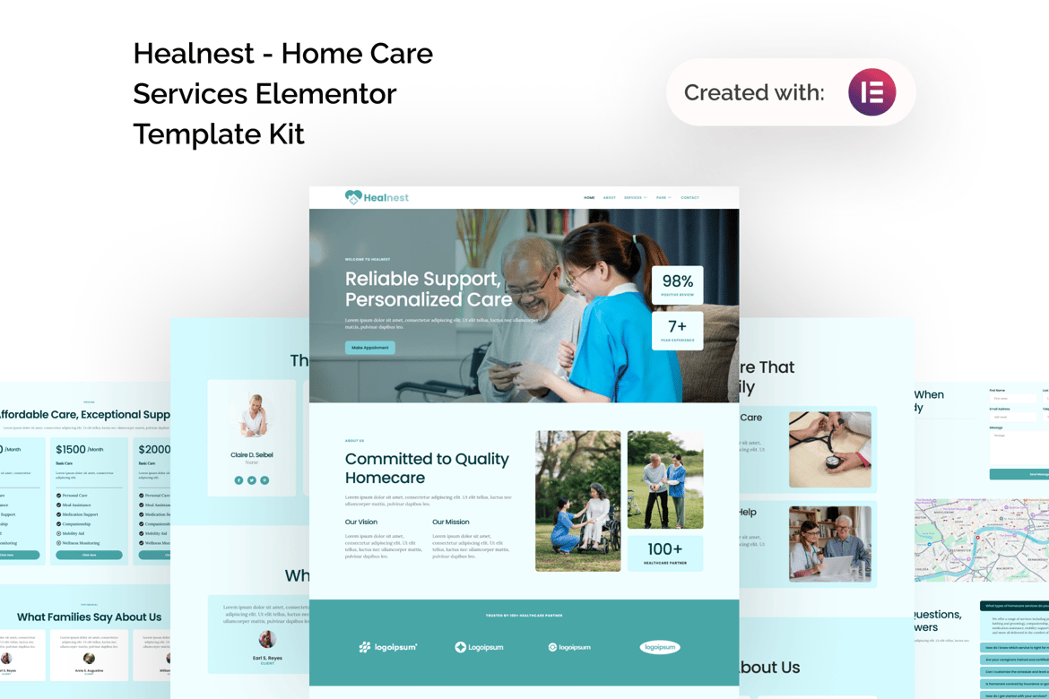Download Healnest - Home Care Services Elementor Template Kit