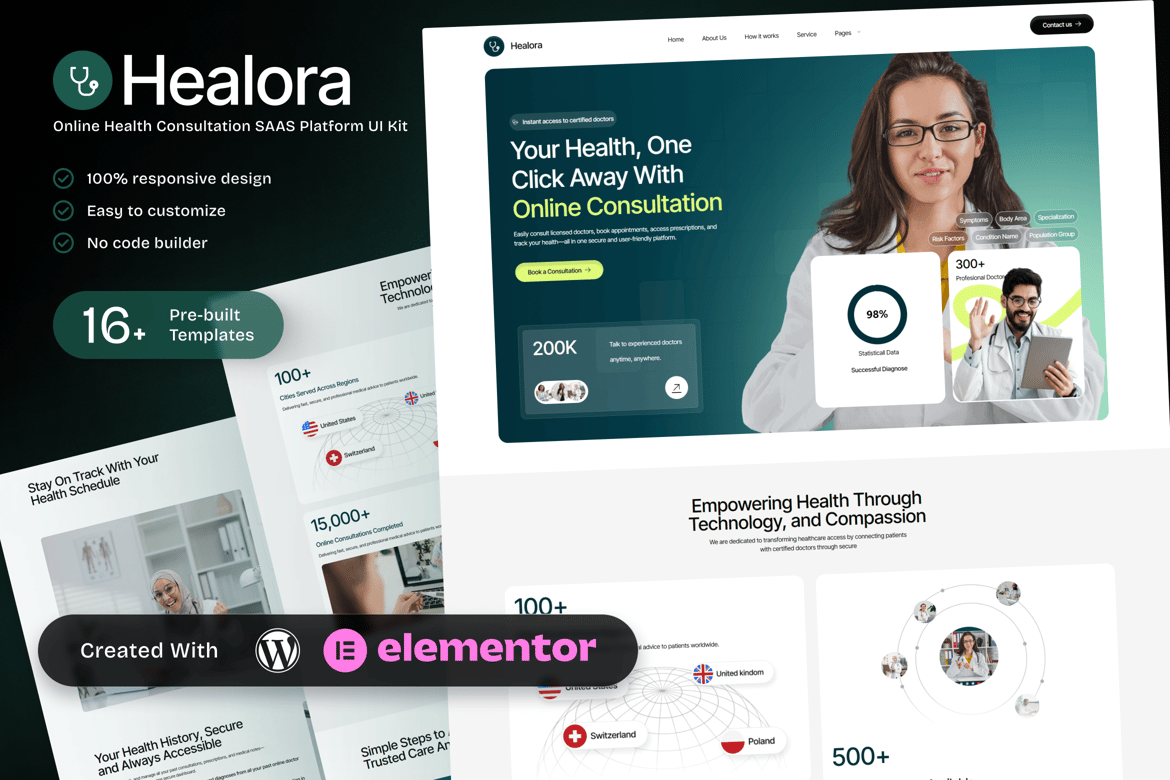 Download Healora – Online Health Consultation SAAS Platform Elementor Template Kit