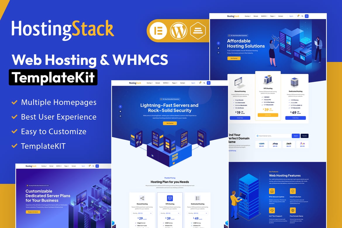 Download HostingStack - Web Hosting Elementor Template Kit