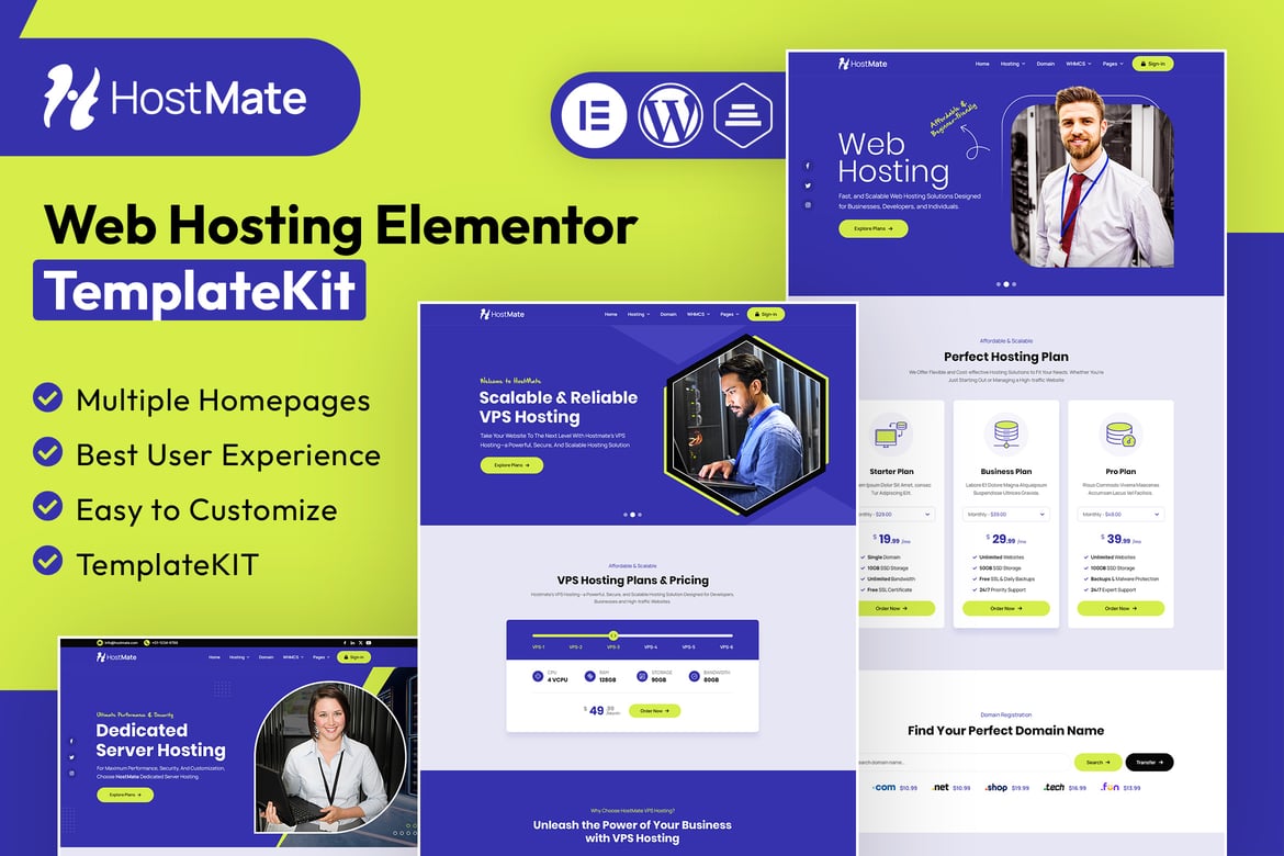 Download HostMate - Web Hosting Elementor Template Kit