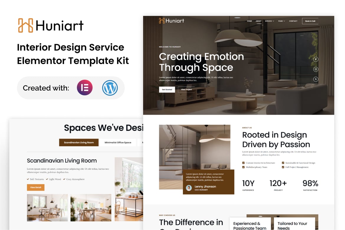 Download Huniart - Interior Design Service Elementor Template Kit