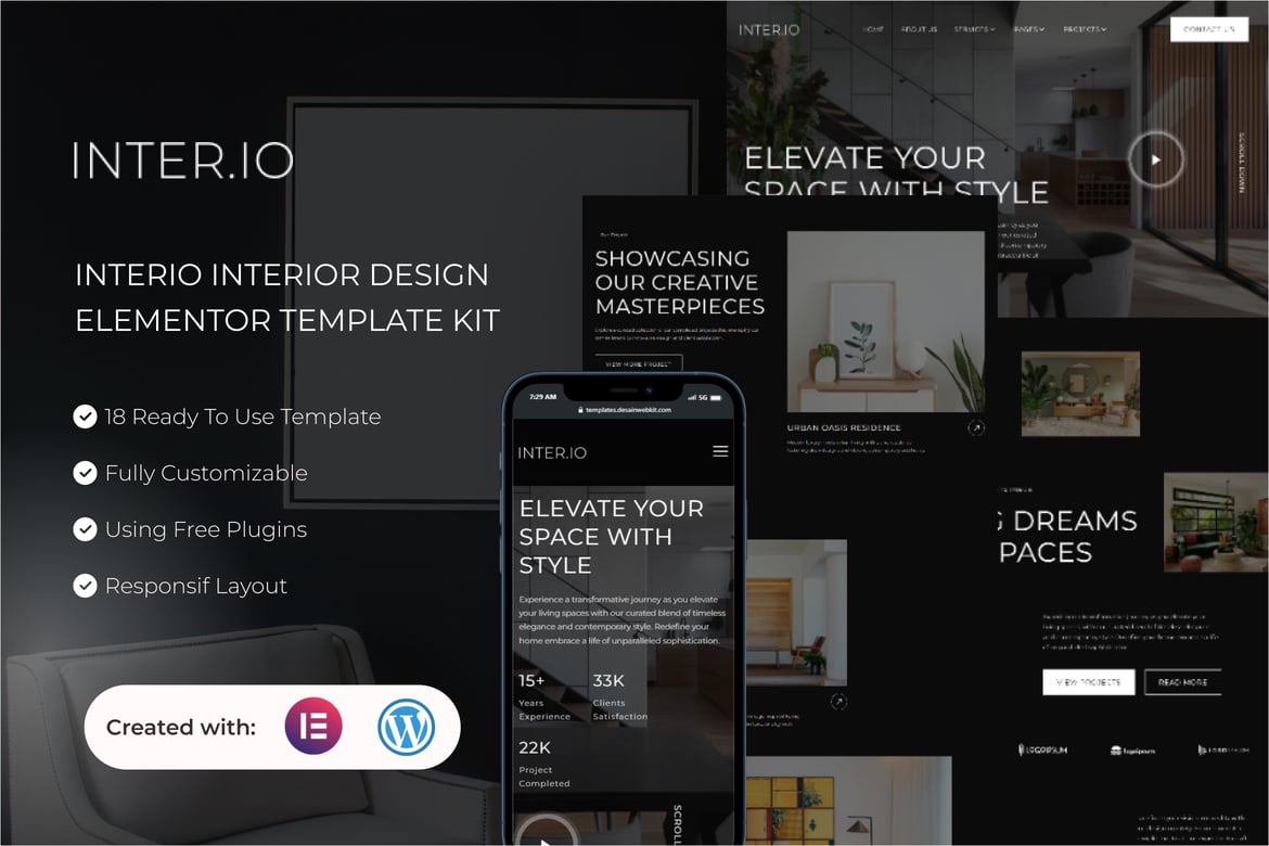 Download Interio - Interior Design Elementor Template Kit