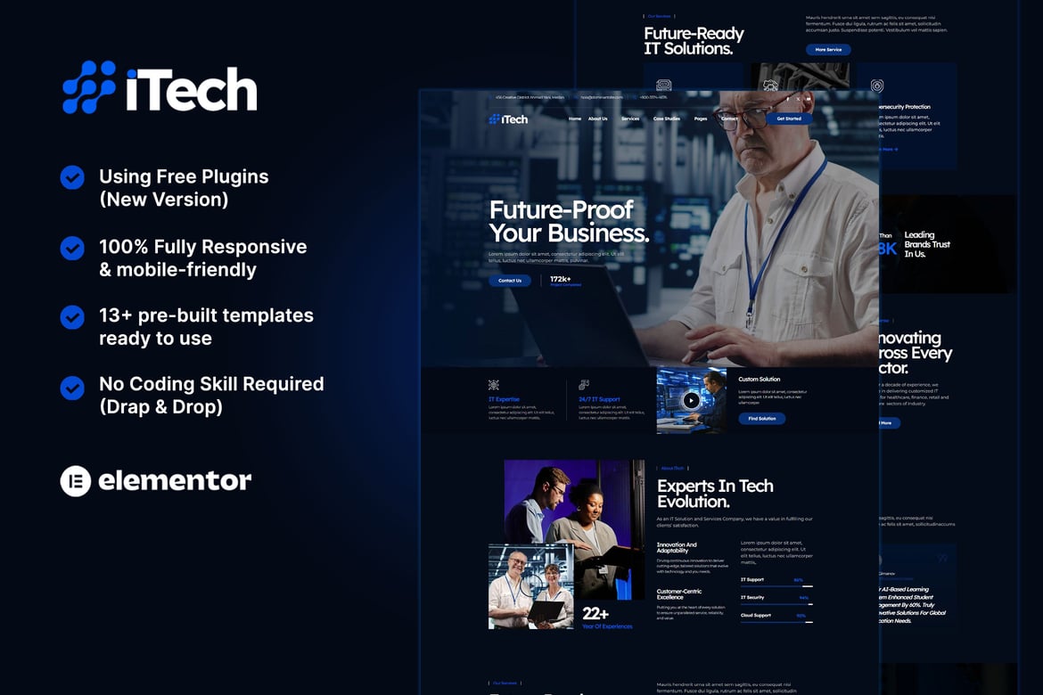 Download iTech - IT Solutions & Services Company Elementor Template Kit