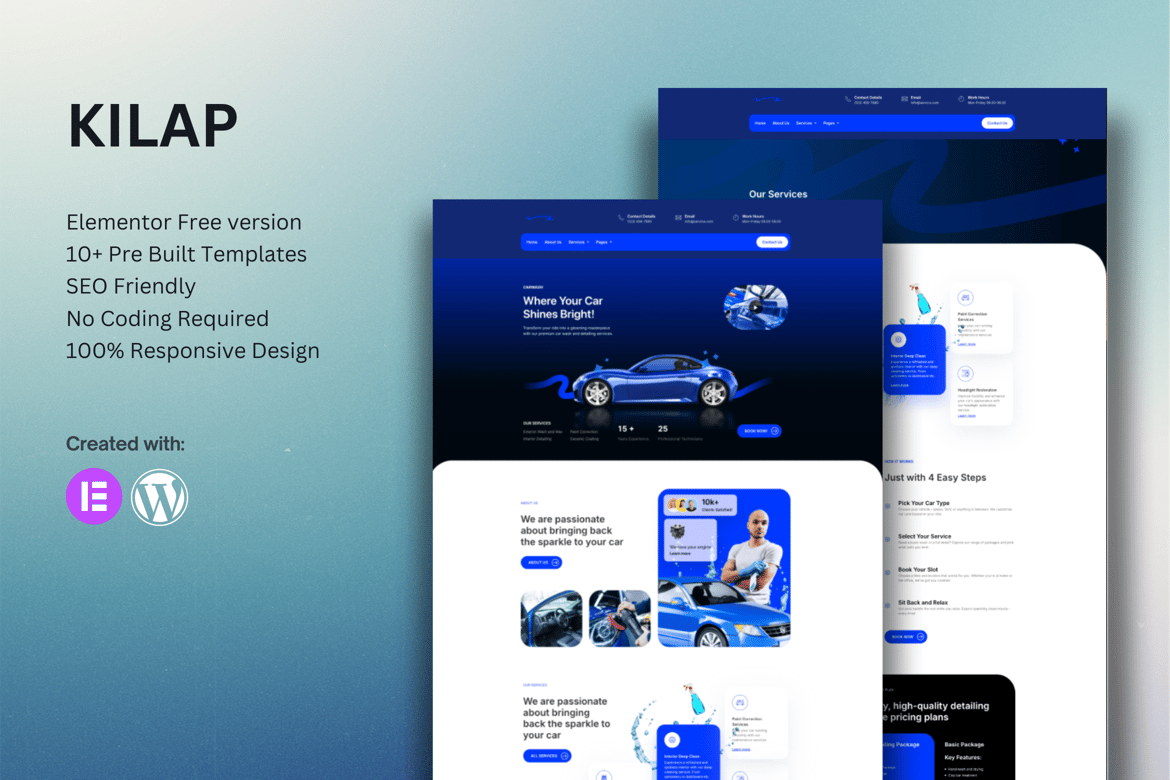 Download Kilap - Car Wash & Detailing Service Elementor Template Kit