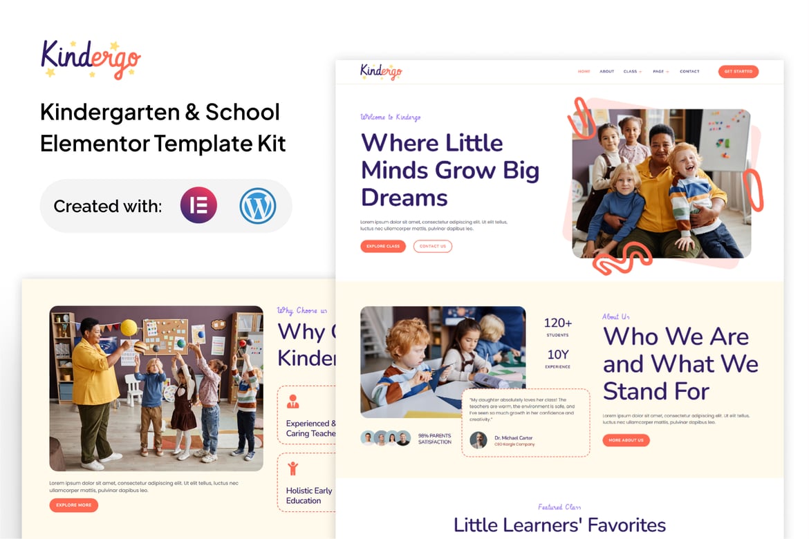 Download Kindergo - Kindergarten & School Elementor Template Kit