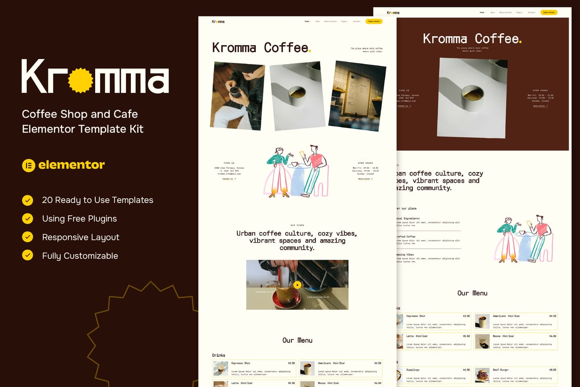 Download Kromma - Coffee Shop and Cafe Elementor Template Kit