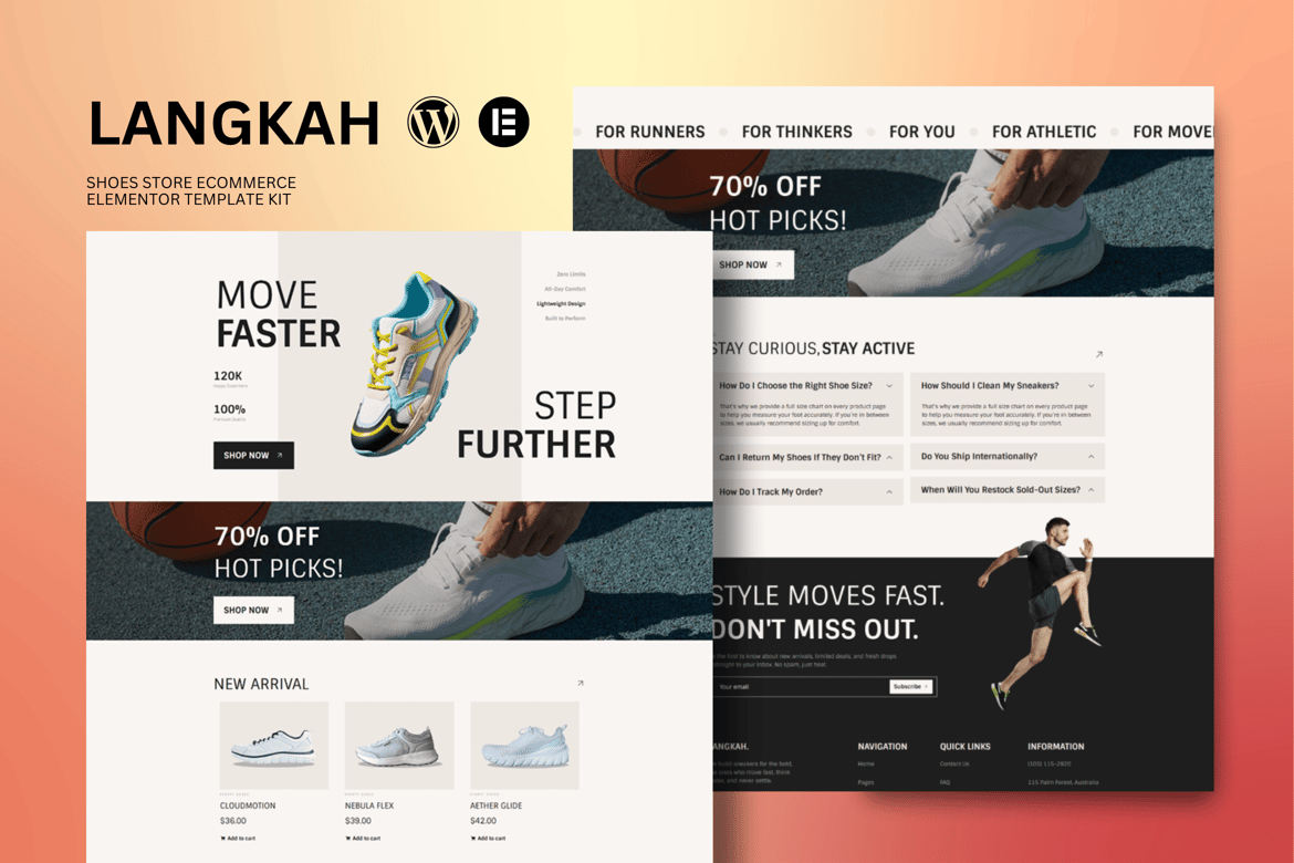 Download Langkah - Shoes Store eCommerce Elementor Template Kit