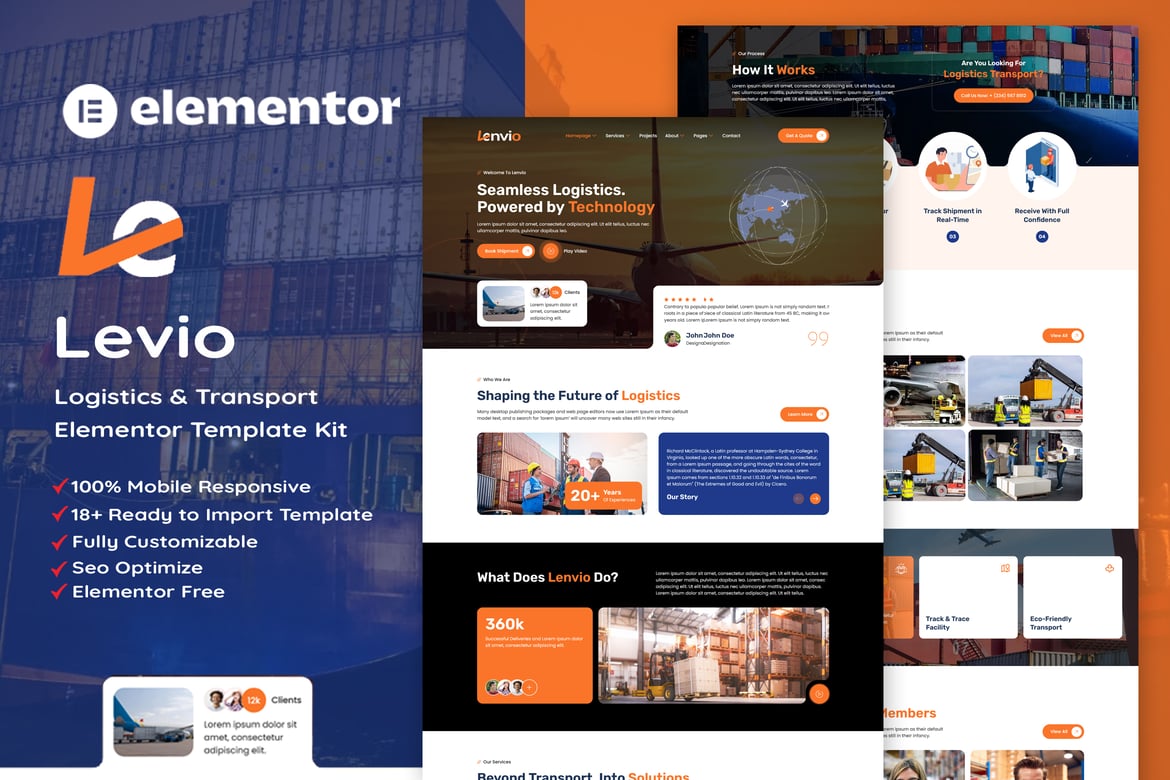 Download Lenvio - Logistics & Transport Service Elementor Template Kit