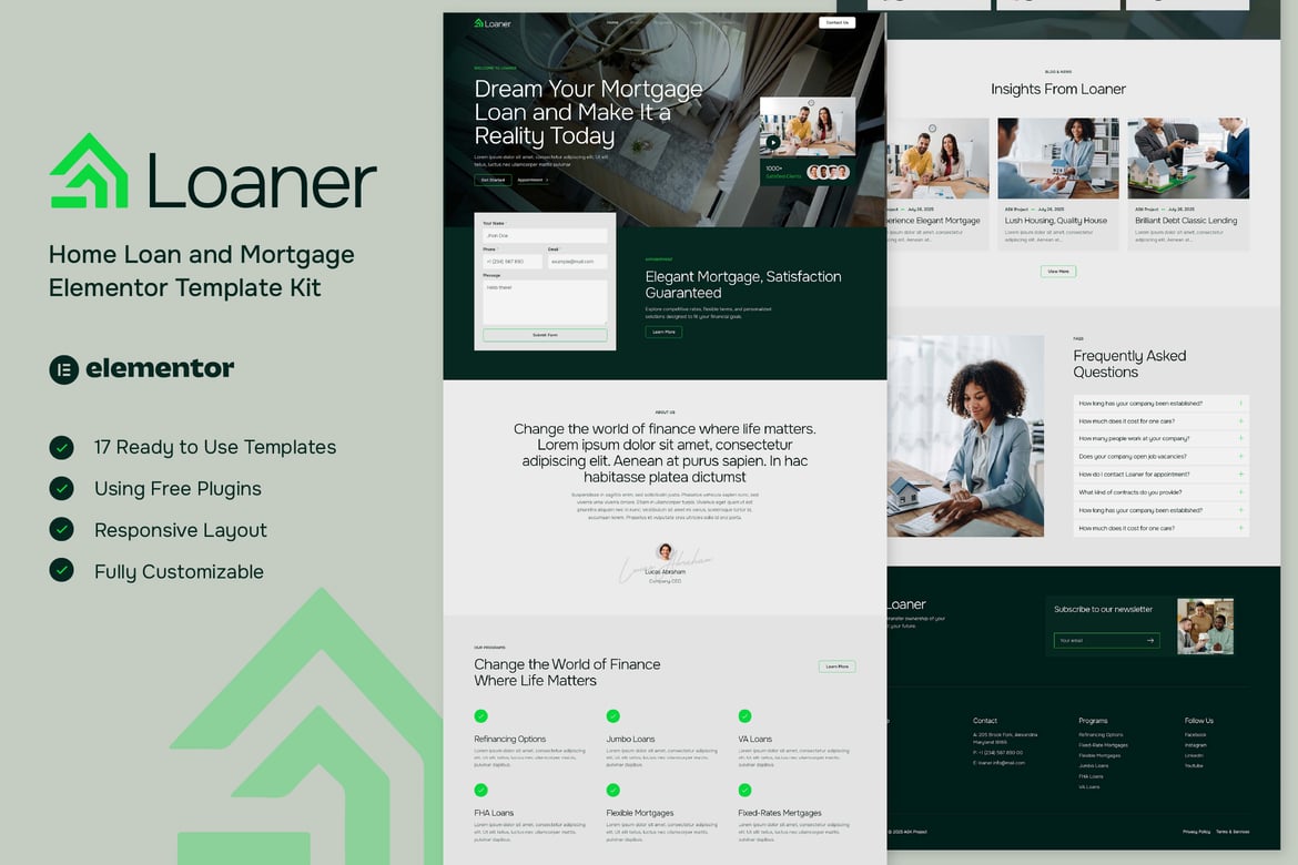 Download Loaner - Home Loan and Mortgage Elementor Template Kit