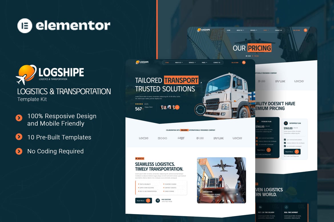 Download Logshipe - Logistics & Transportation  Elementor Template Kit