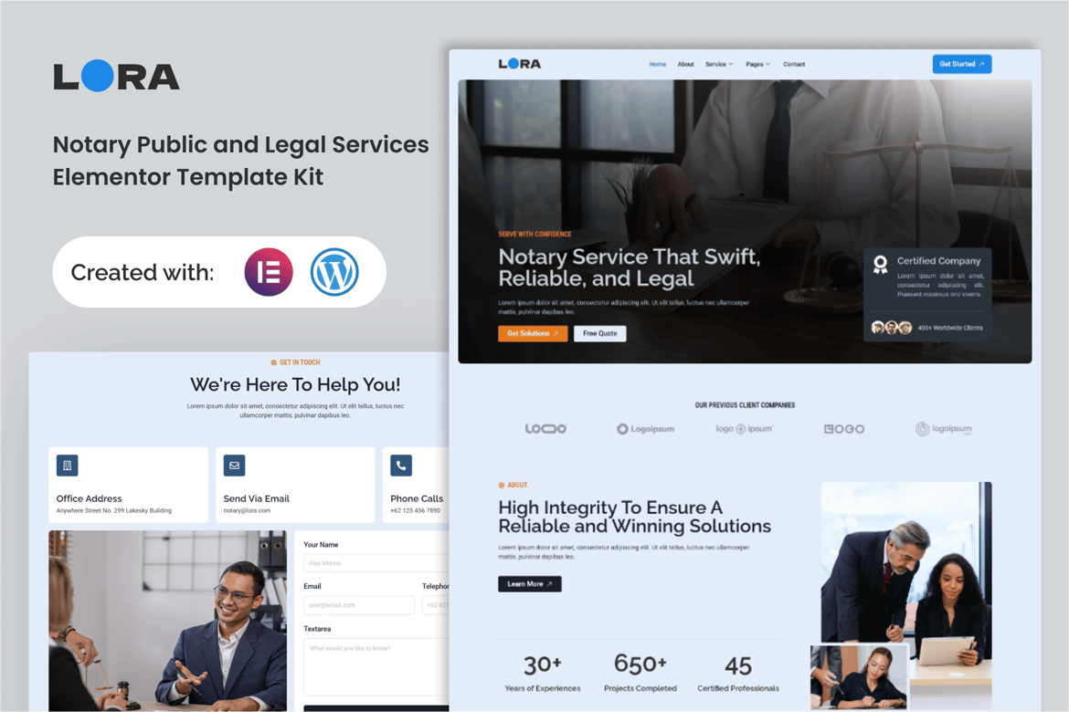 Download Lora - Notary Public & Legal Services Elementor Template Kit