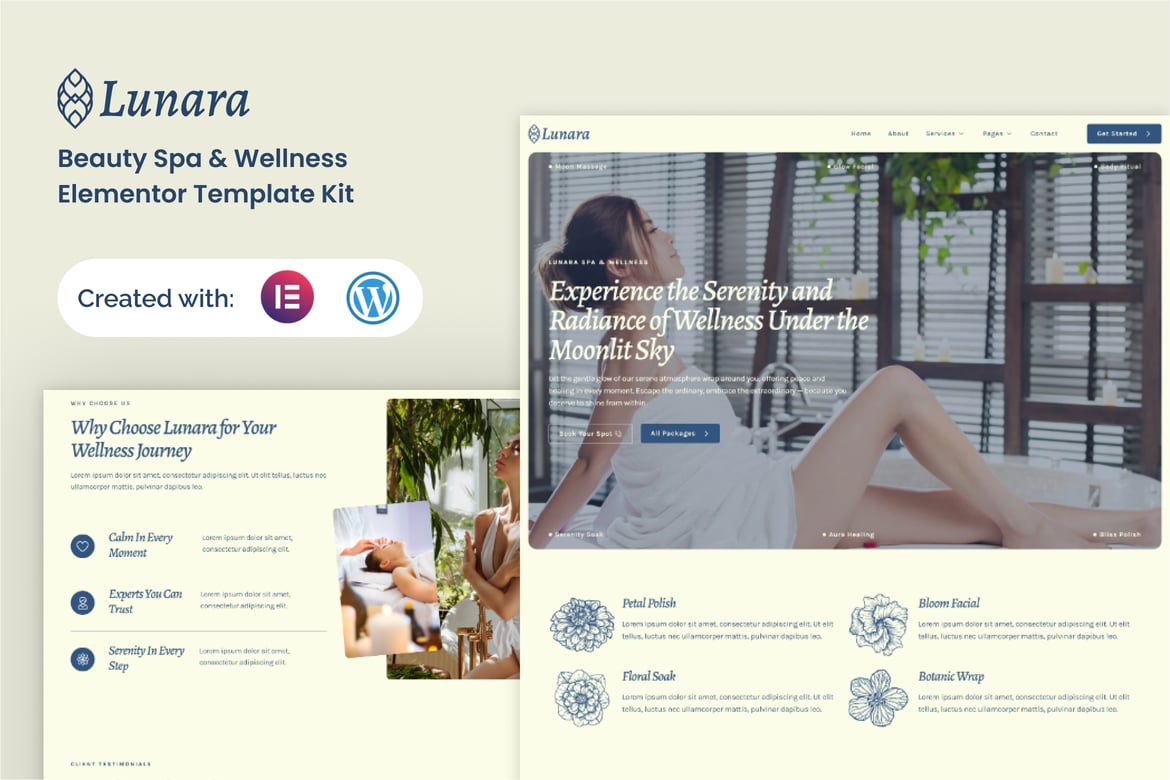 Download Lunara - Beauty Spa Wellnes Elementor Template Kit