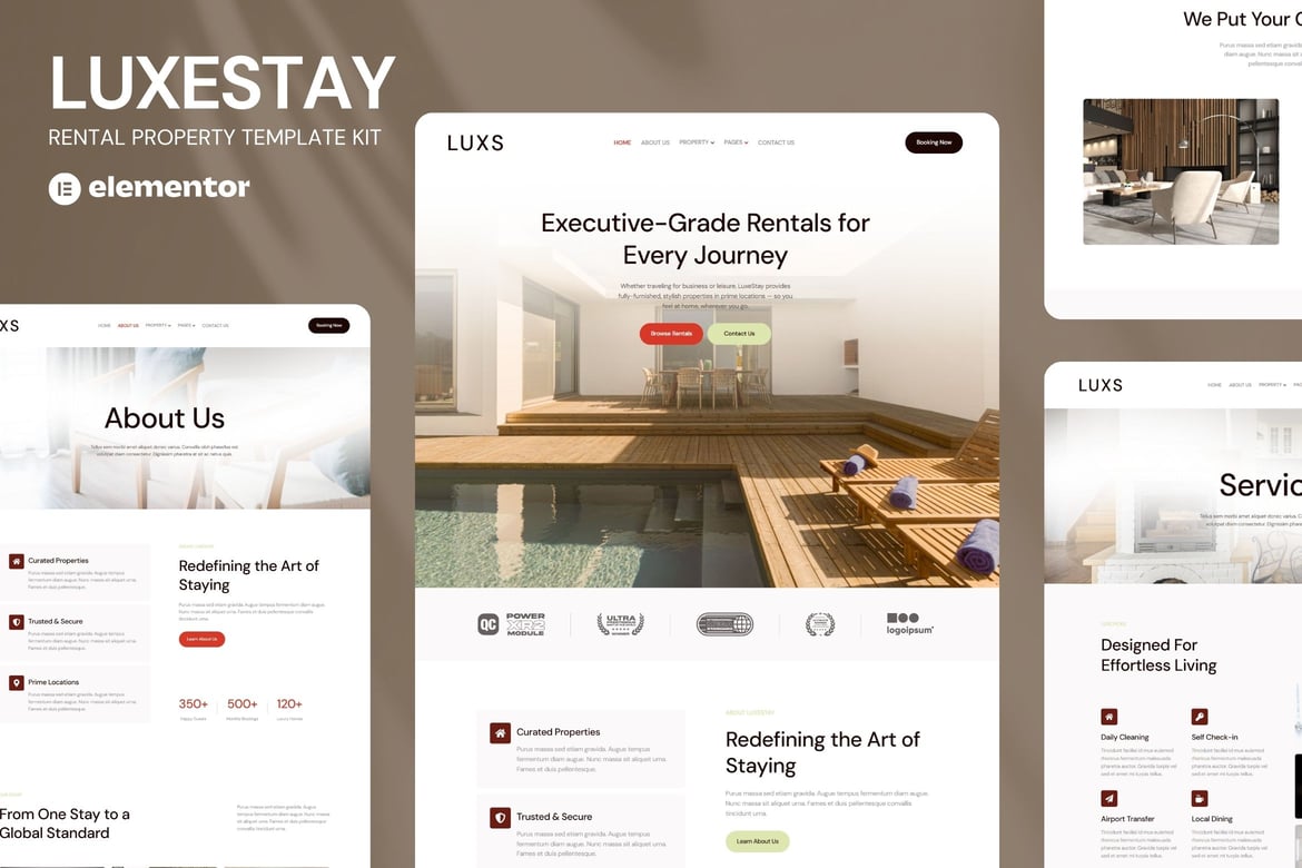 Download LuxeStay - Rental Property Elementor Template Kit