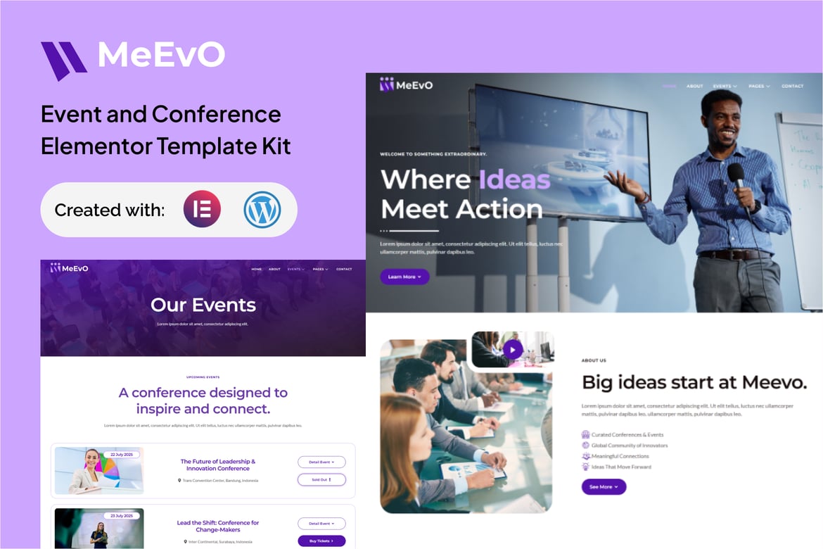 Download Meevo - Event and Conference Elementor Kit