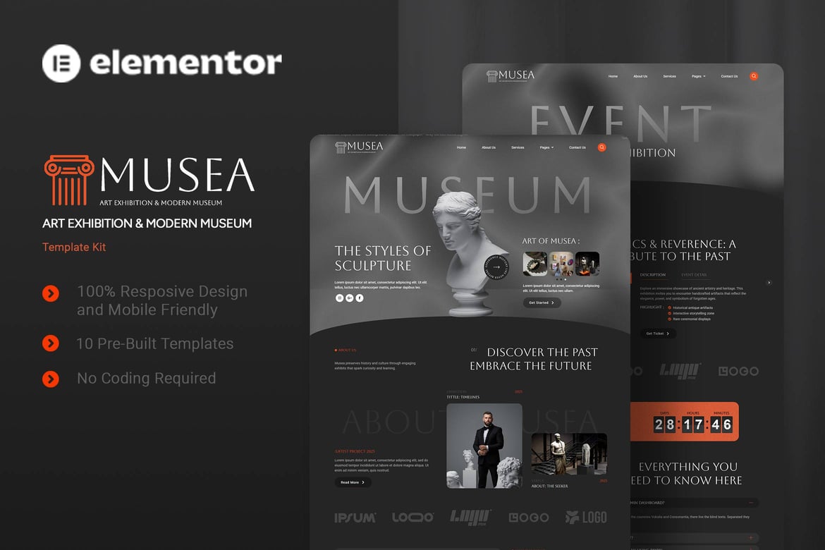 Download Musea - Art Exhibition & Modern Museum Elementor Template Kit