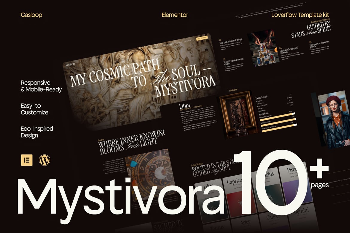 Download Mystivora - Modern Mystical Astrology & Horoscope Elementor Template Kit