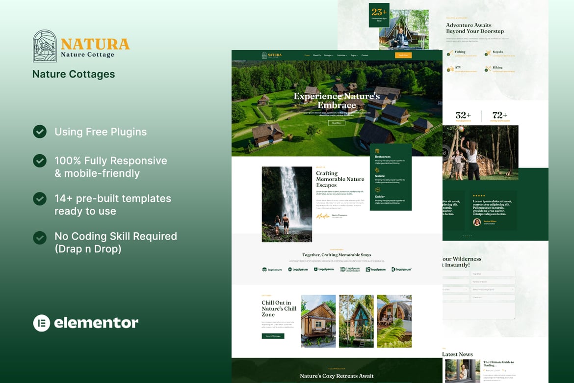 Download Natura - Nature Cottages Elementor Template Kit