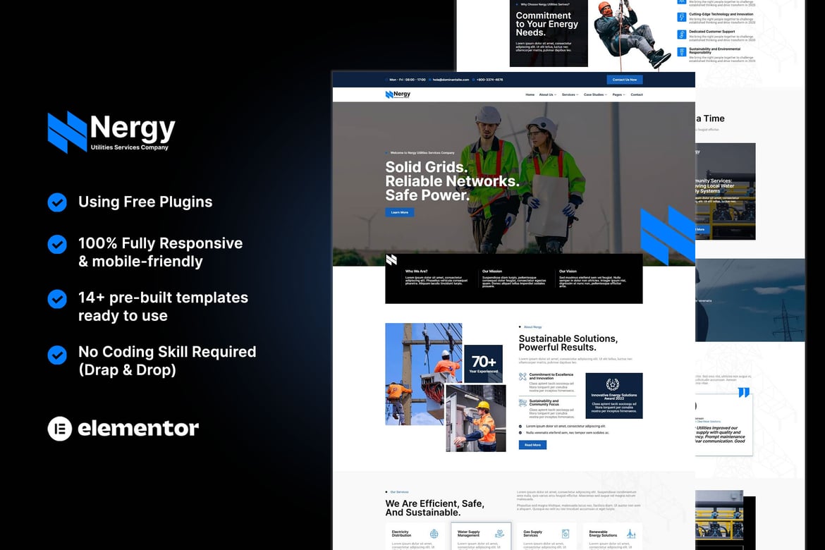 Download Nergy - Utilities Services Company Elementor Template Kit