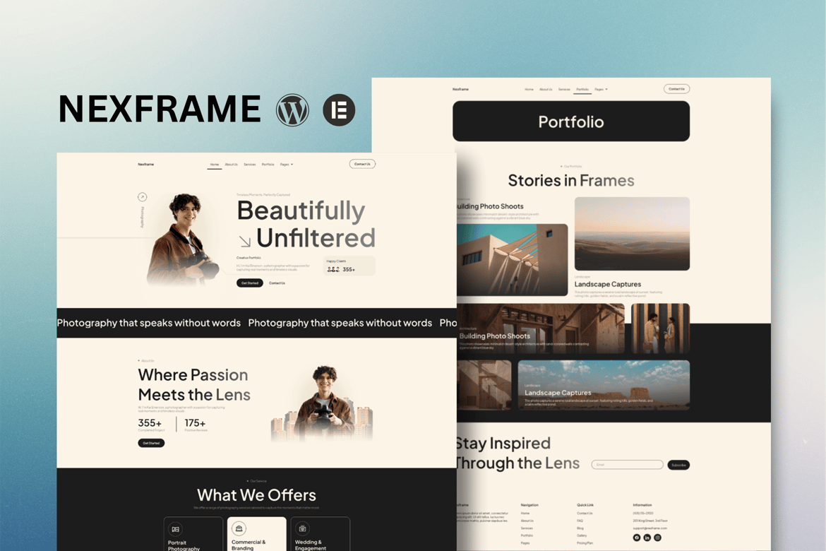 Download Nexframe - Photography & Portfolio Elementor Kit