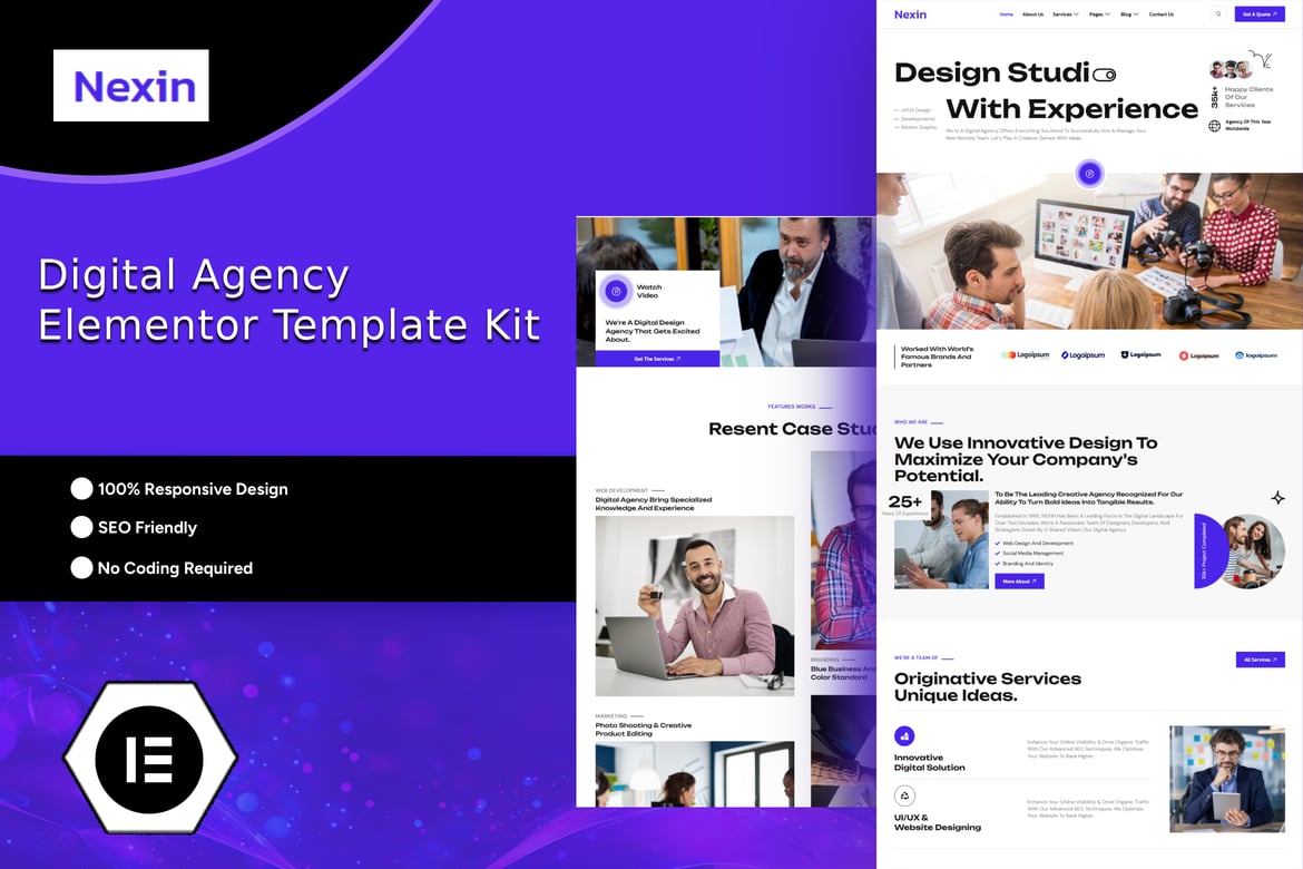 Download Nexin - Creative Digital Agency Elementor Template Kit