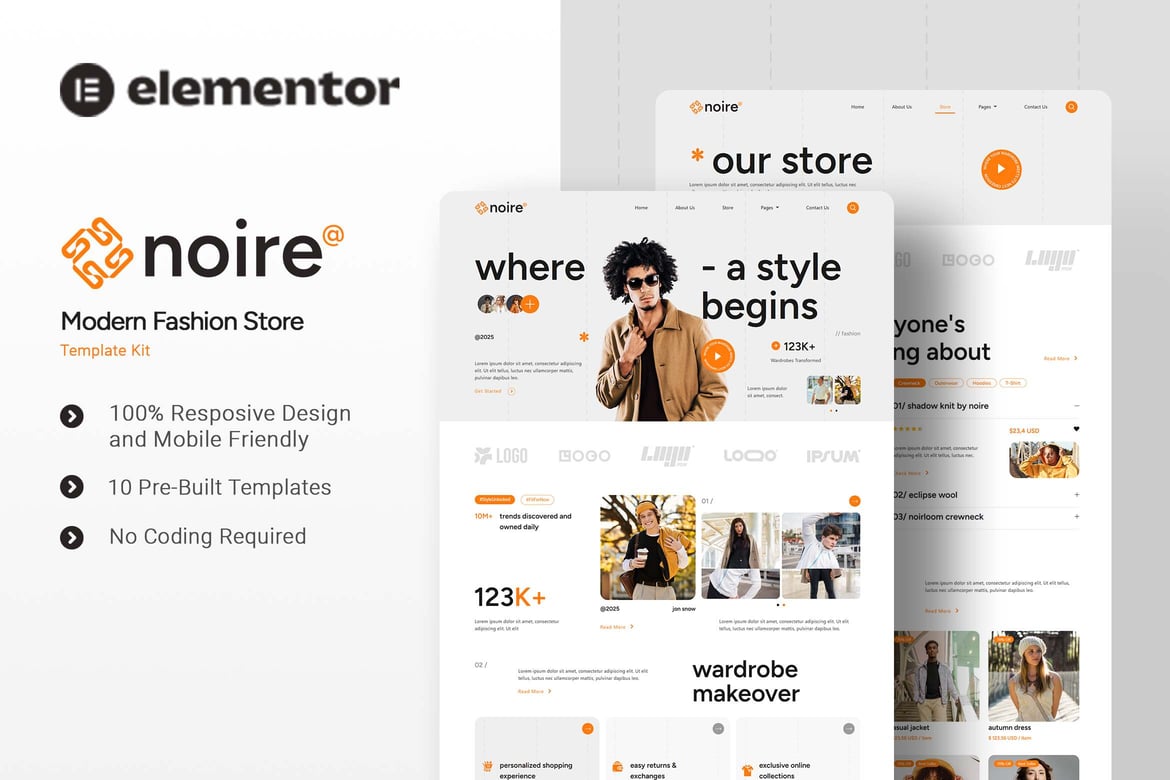 Download Noire - Modern Fashion Store Elementor Template Kit