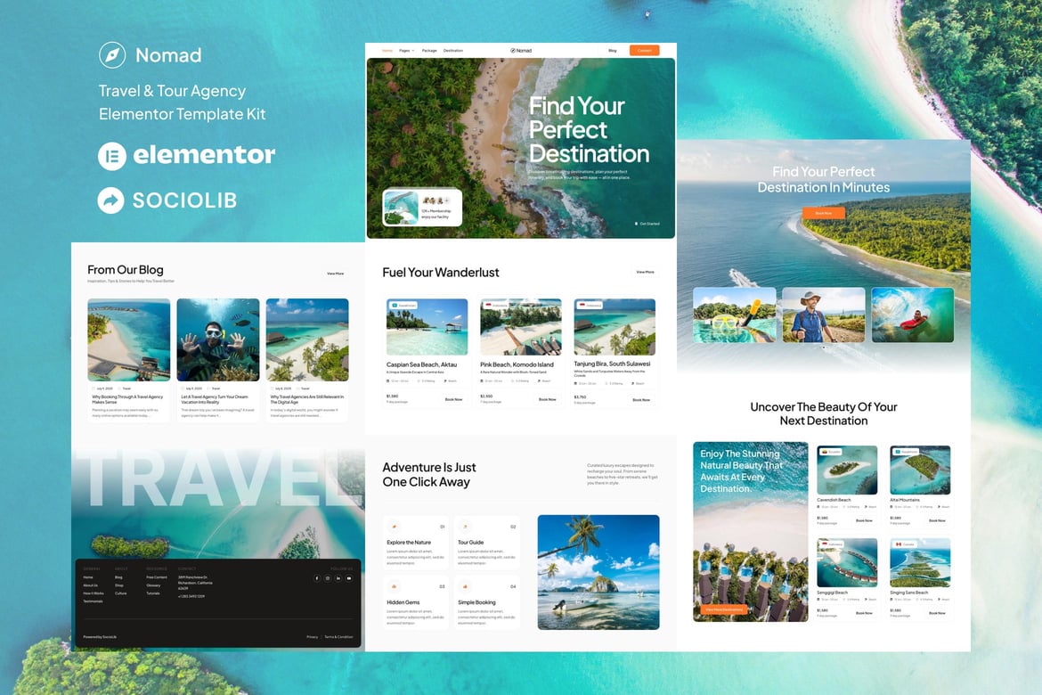 Download Nomad - Tour & Travel Agency Elementor Template Kit