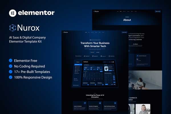 Download Nurox - AI Saas & Digital Company Elementor Template Kit