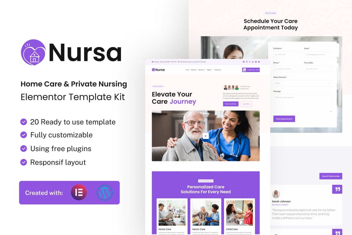 Download Nursa - Home Care & Private Nursing Services Elementor Template Kit