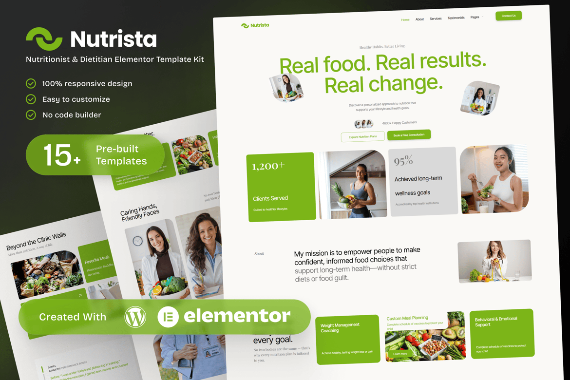 Download Nutrista - Nutritionist & Dietitian Elementor Template Kit