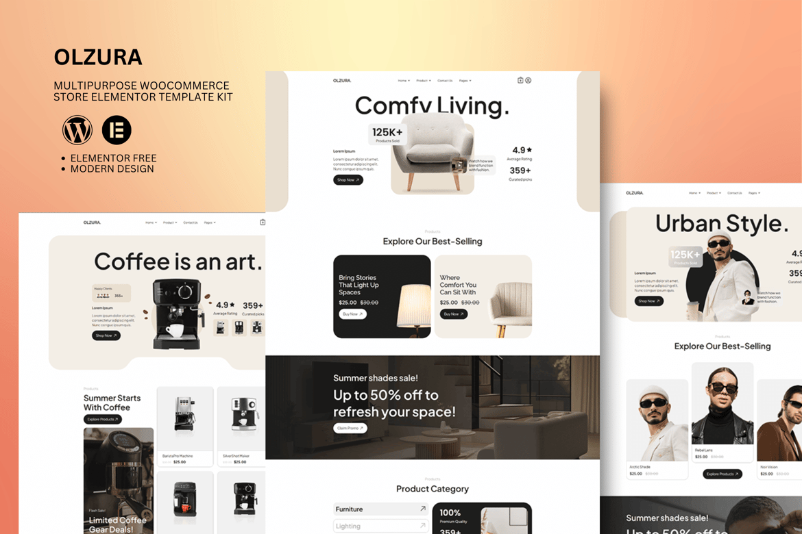 Download Olzura - Multipurpose Woocommerce Store Elementor Template Kit
