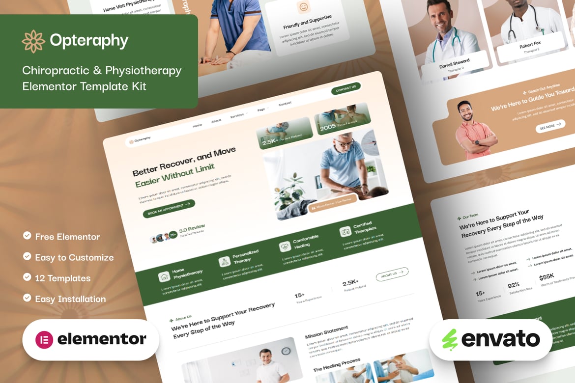 Download Opteraphy - Chiropractic & Physiotherapy Elementor Template Kit