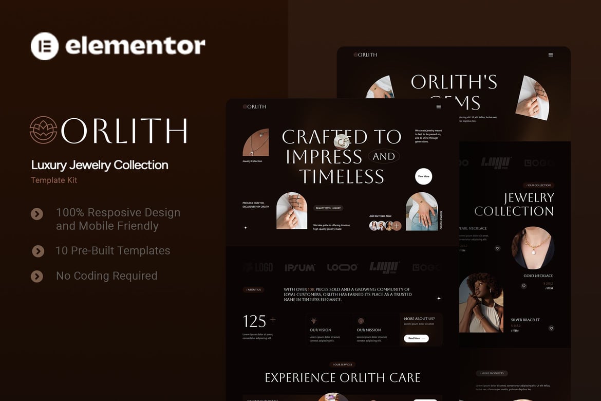 Download Orlith - Luxury Jewelry Collection Elementor Template Kit