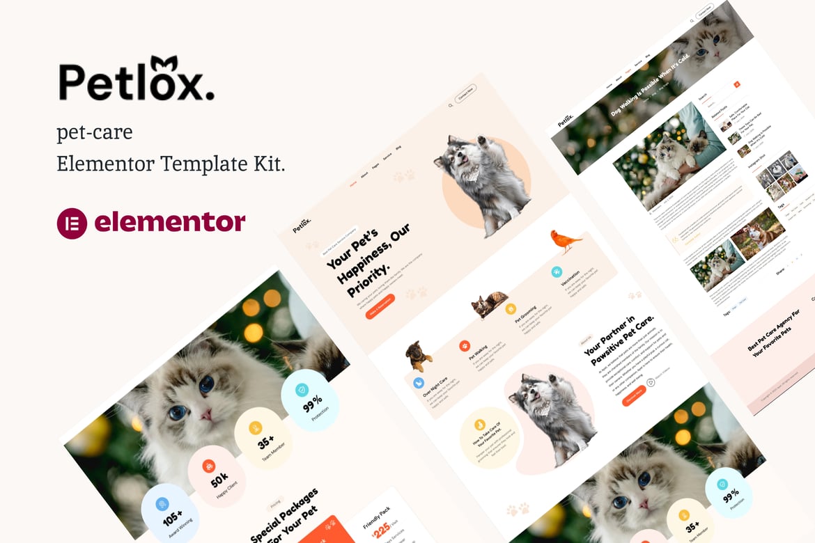 Download Petlox – Pet Care Elementor Template Kit